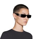 Women’s Dynasty Rectangle Sunglasses in Black - Image 6